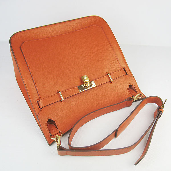 Replica Hermes Jypsiere Fjord Leather Messenger Bag Orange H6508 - 1:1 Copy - Click Image to Close